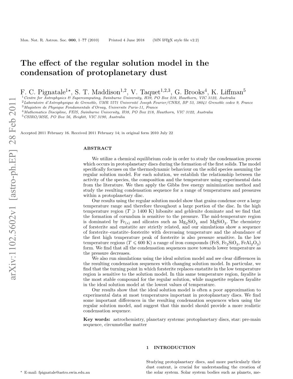 The Effect of the Regular Solution Model in the Condensation of Protoplanetary Dust