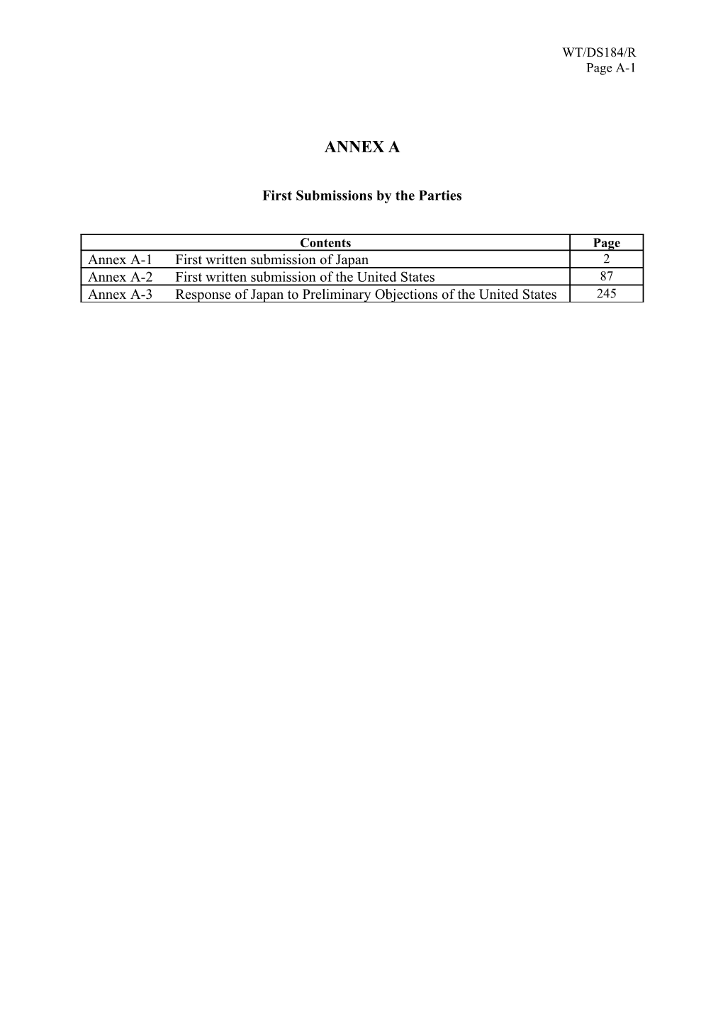 First Submissions by the Parties