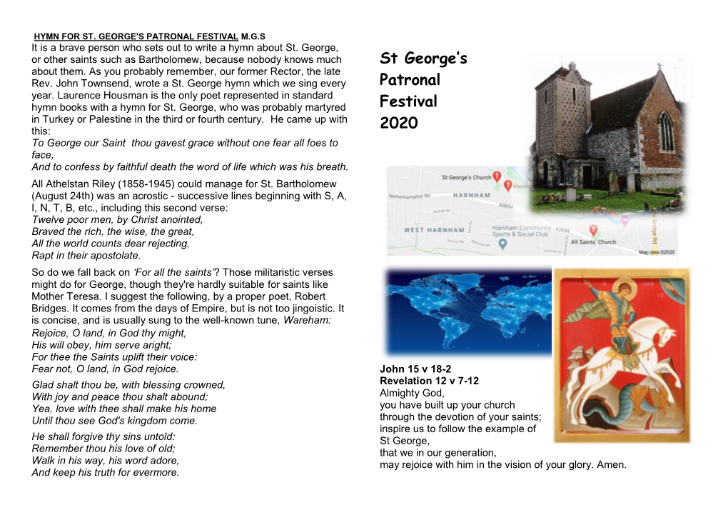 St George's Patronal Festival 2020