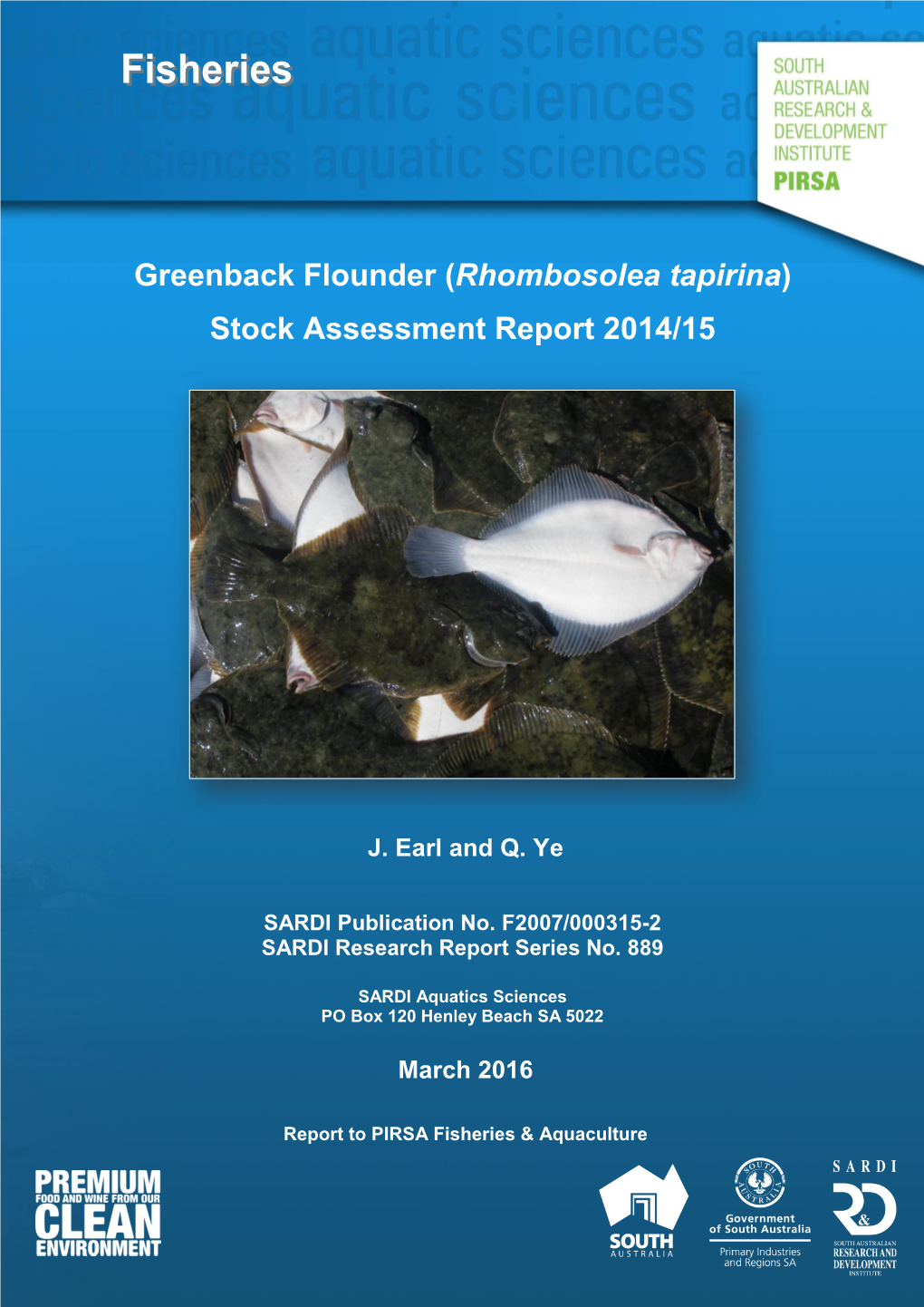 Greenback Flounder (Rhombosolea Tapirina) Stock Assessment Report 2014/15