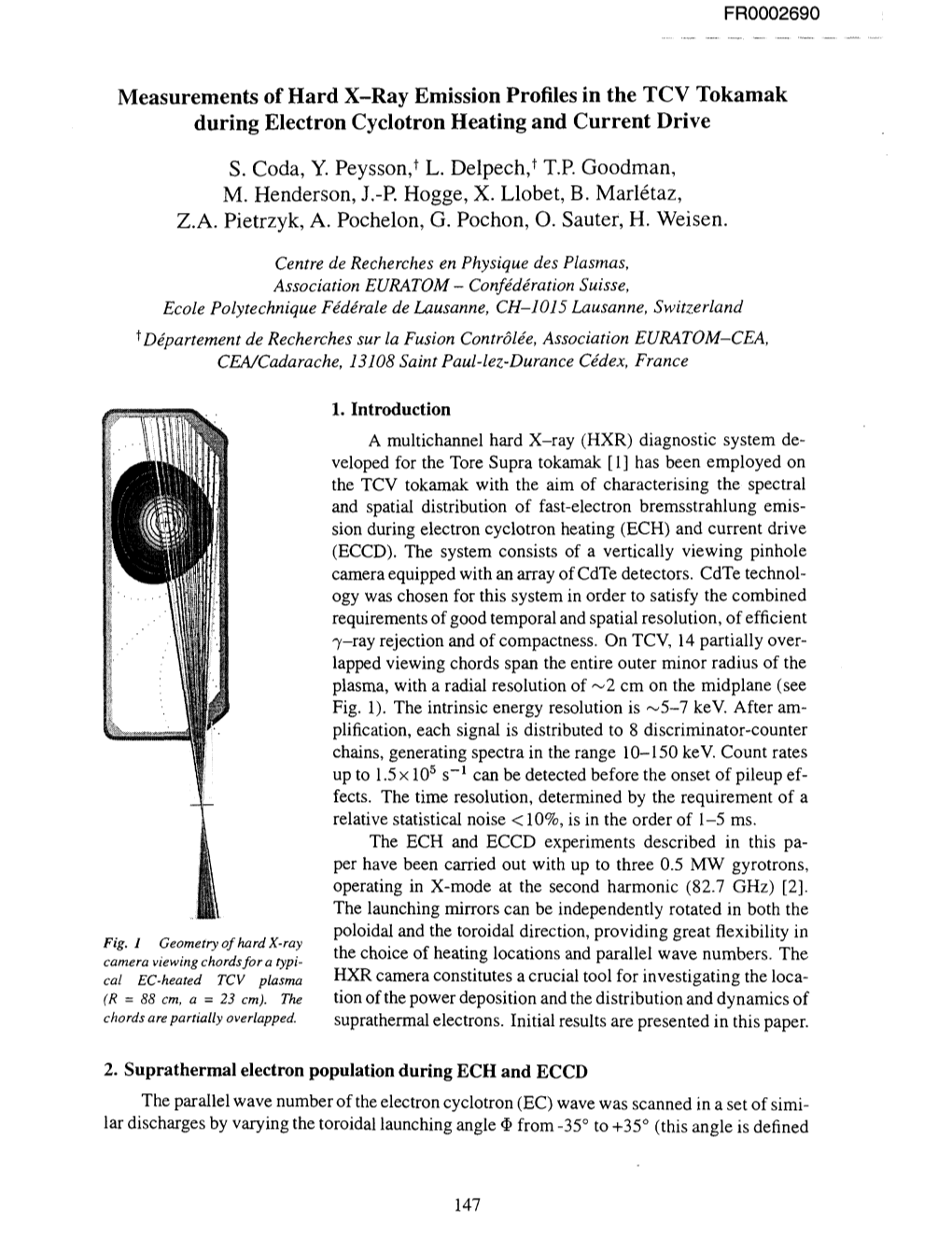 Measurements of Hard X-Ray Emission Profiles in the TCV Tokamak During Electron Cyclotron Heating and Current Drive S