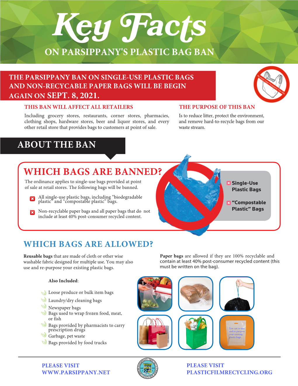 On Parsippany's Plastic Bag Ban Allowed