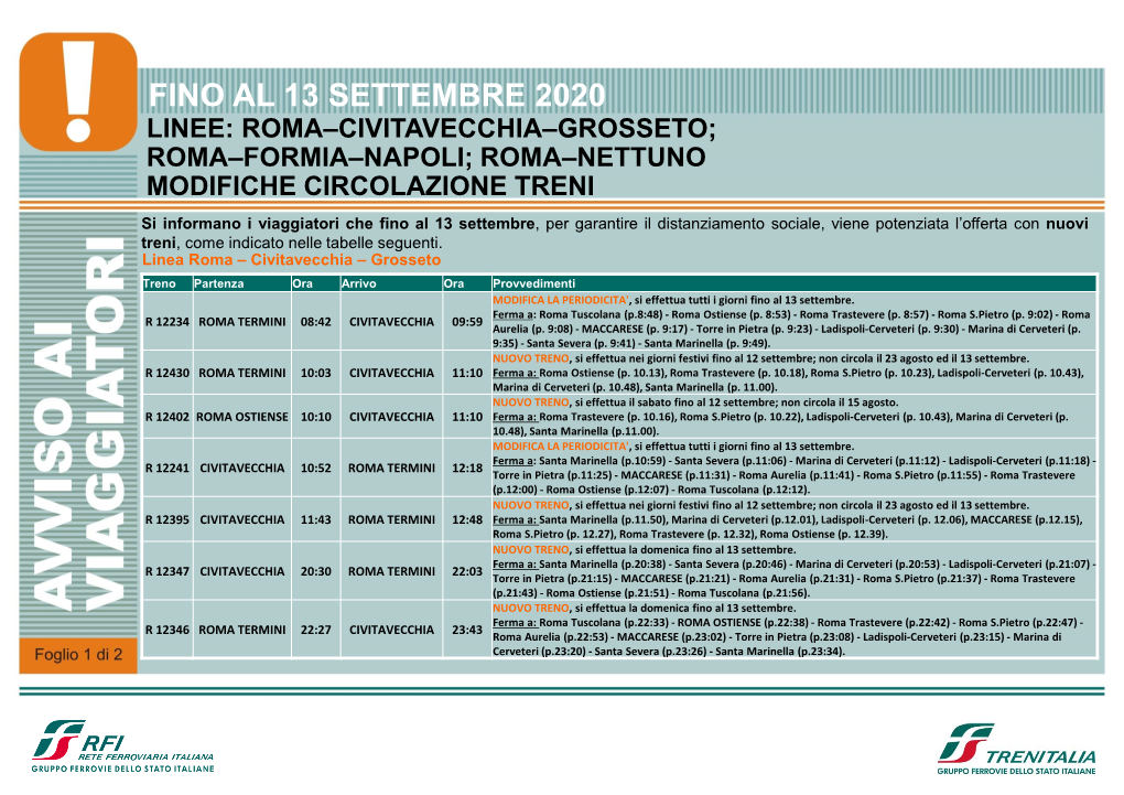 Treni Straordinari Per Estate 2020 Fino Al 13 Settembre