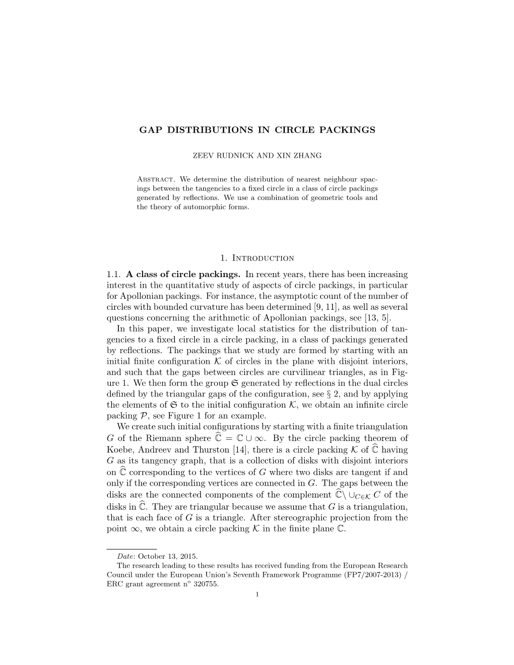 Gap Distributions in Circle Packings