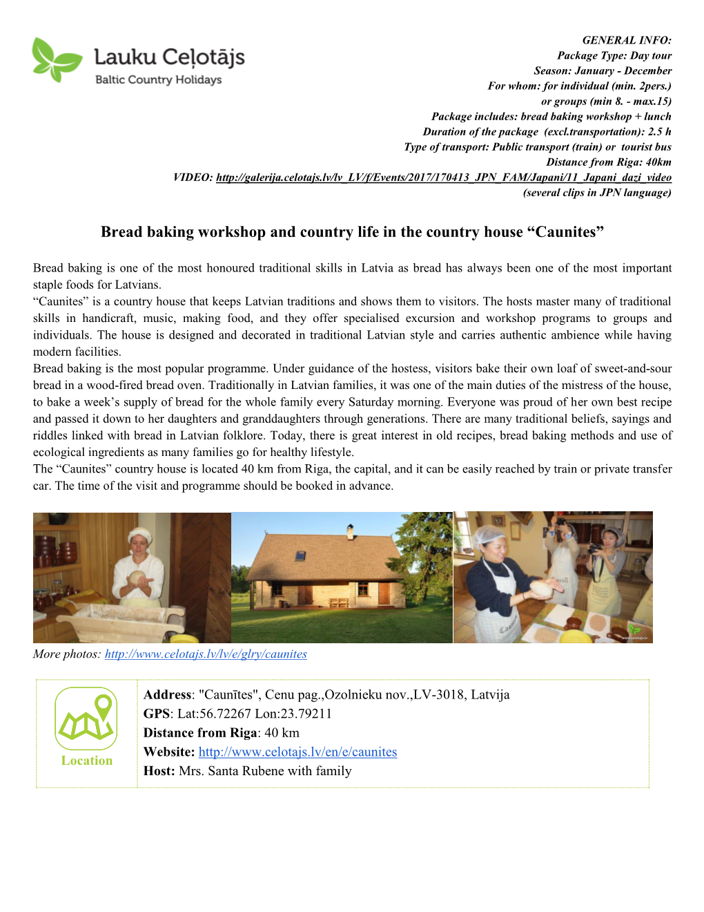 Bread Baking Workshop and Country Life in the Country House “Caunites”