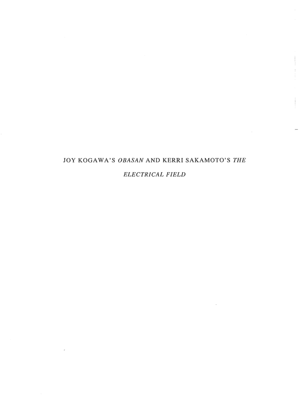 Uncanny Time and the Narration of the Nation in Joy Kagawa's Obasan