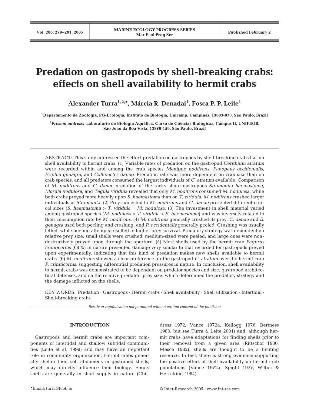 Predation on Gastropods by Shell-Breaking Crabs: Effects on Shell Availability to Hermit Crabs