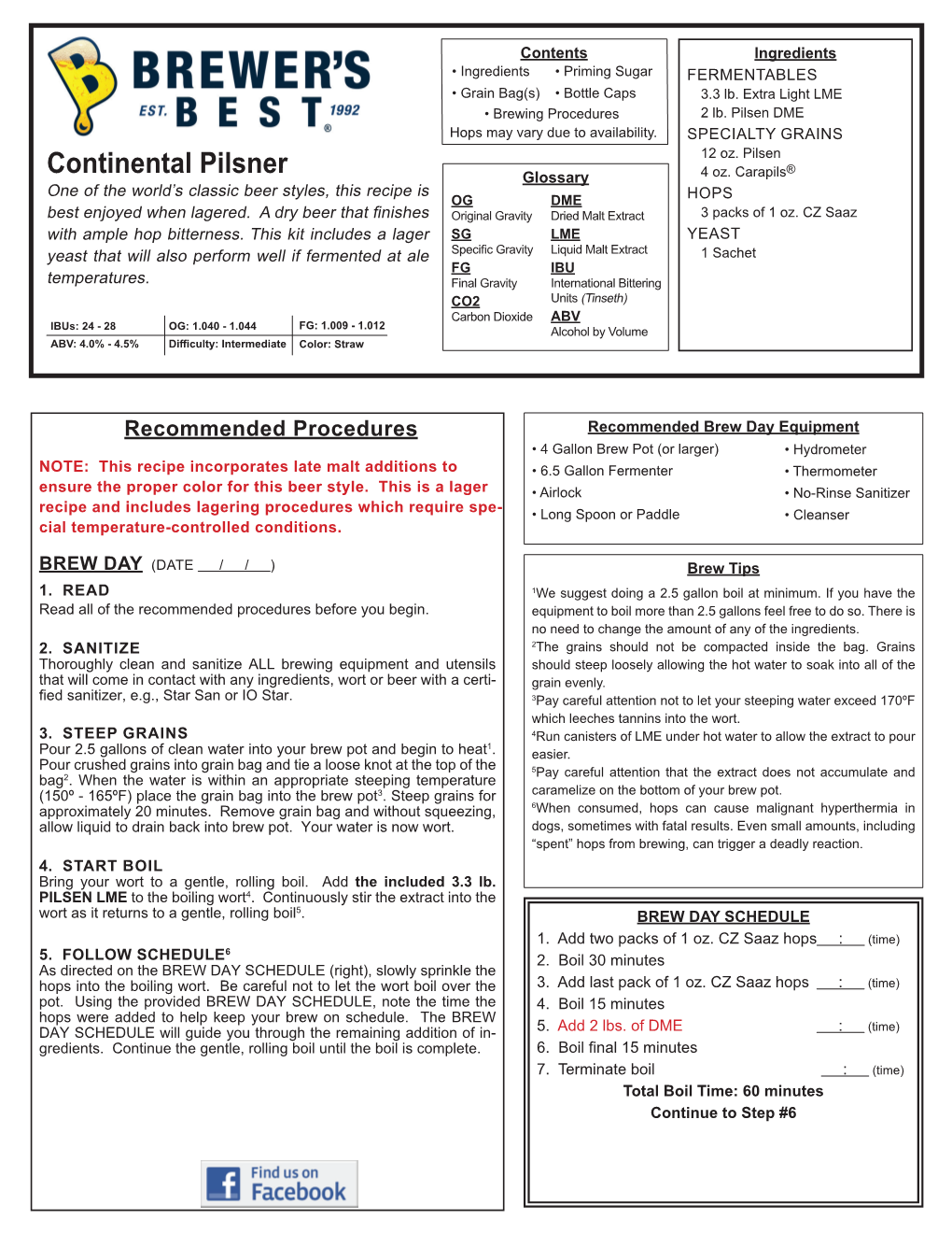 Continental Pilsner Glossary 4 Oz