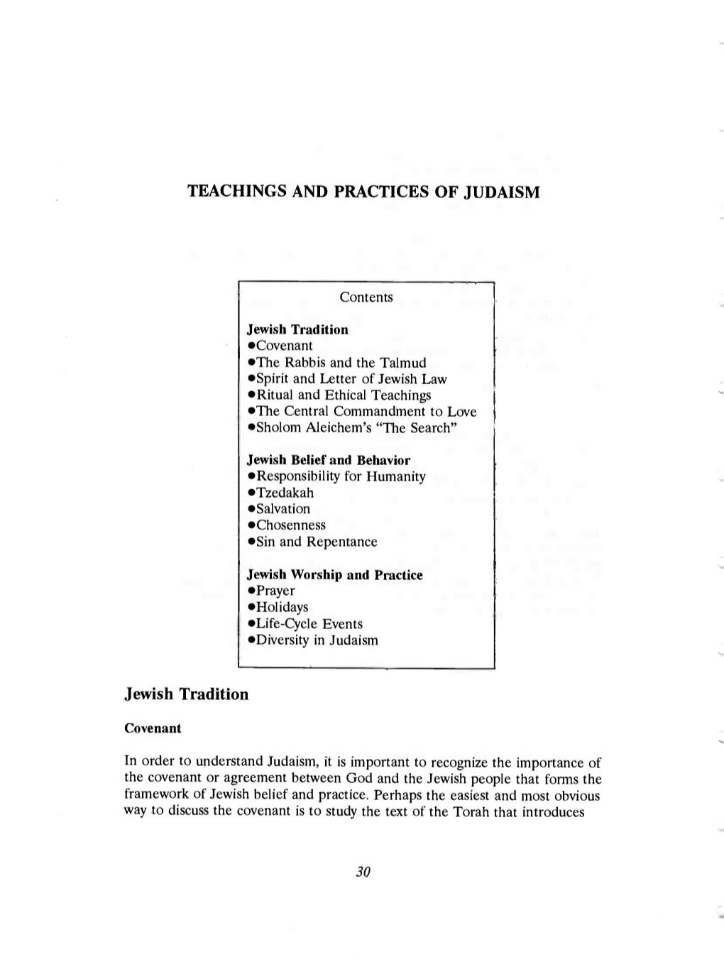 TEACHINGS and PRACTICES of JUDAISM Jewish Tradition