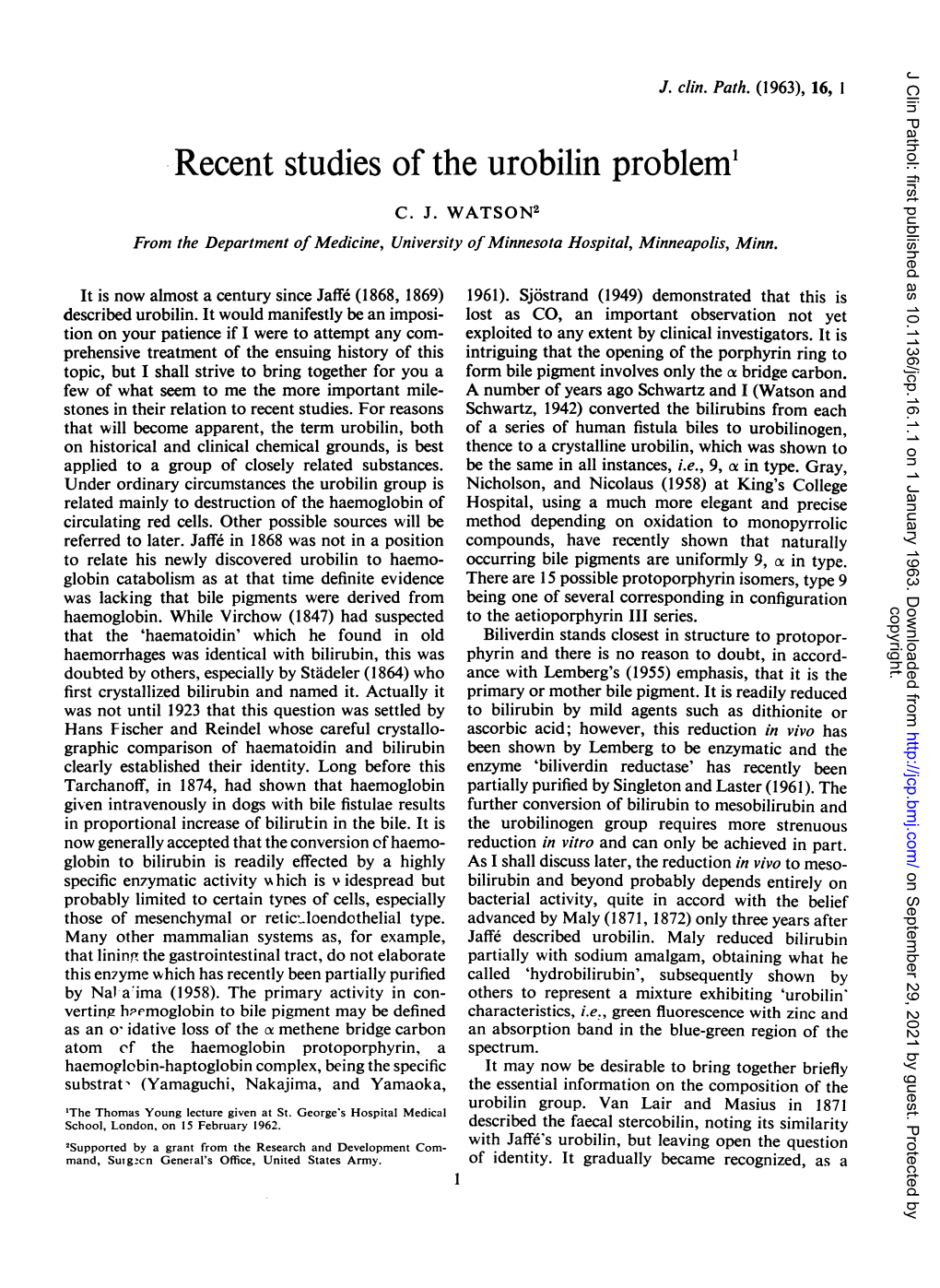 Recent Studies Ofthe Urobilin Problem1