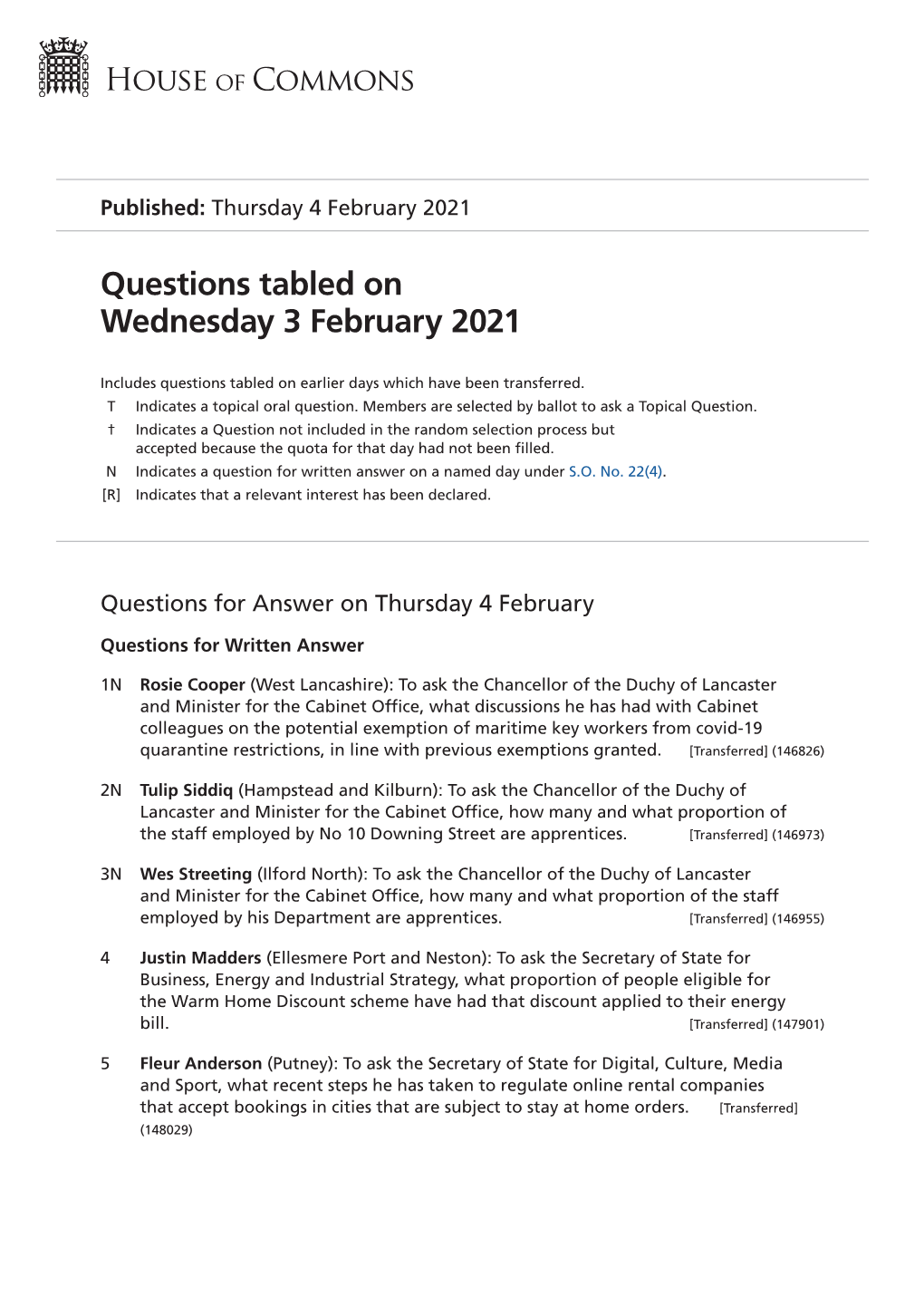 View Questions Tabled on PDF File 0.16 MB