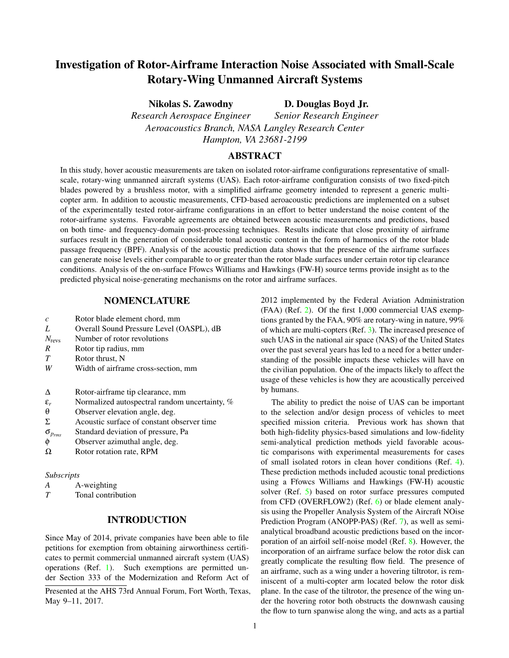 Investigation of Rotor-Airframe Interaction Noise Associated with Small-Scale Rotary-Wing Unmanned Aircraft Systems