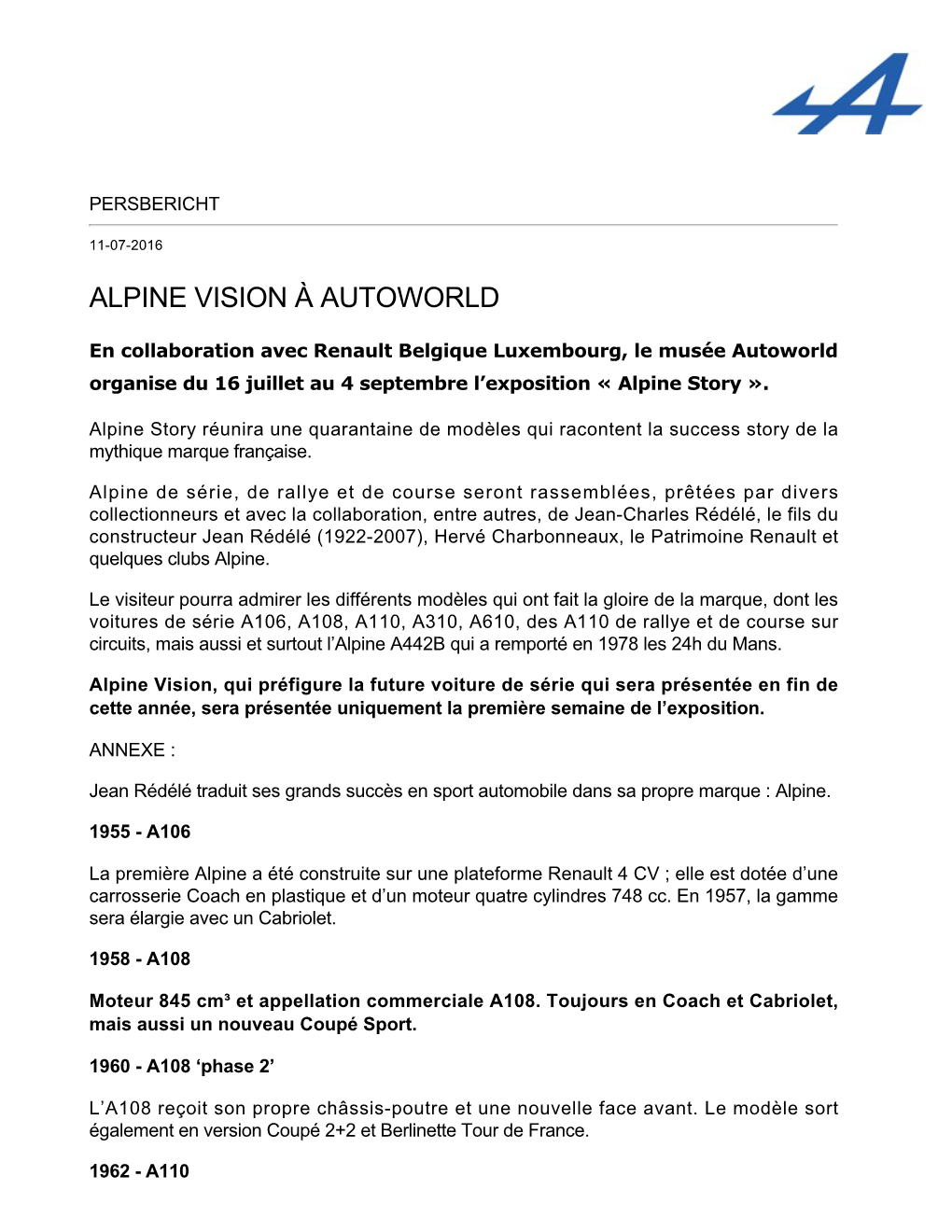 Alpine Vision À Autoworld