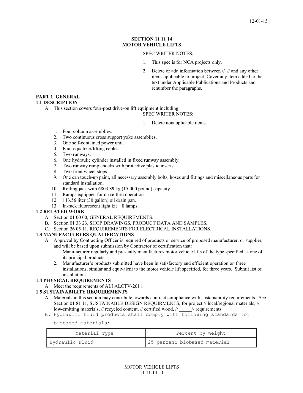 Section 11 11 14 - Motor Vehicle Lifts