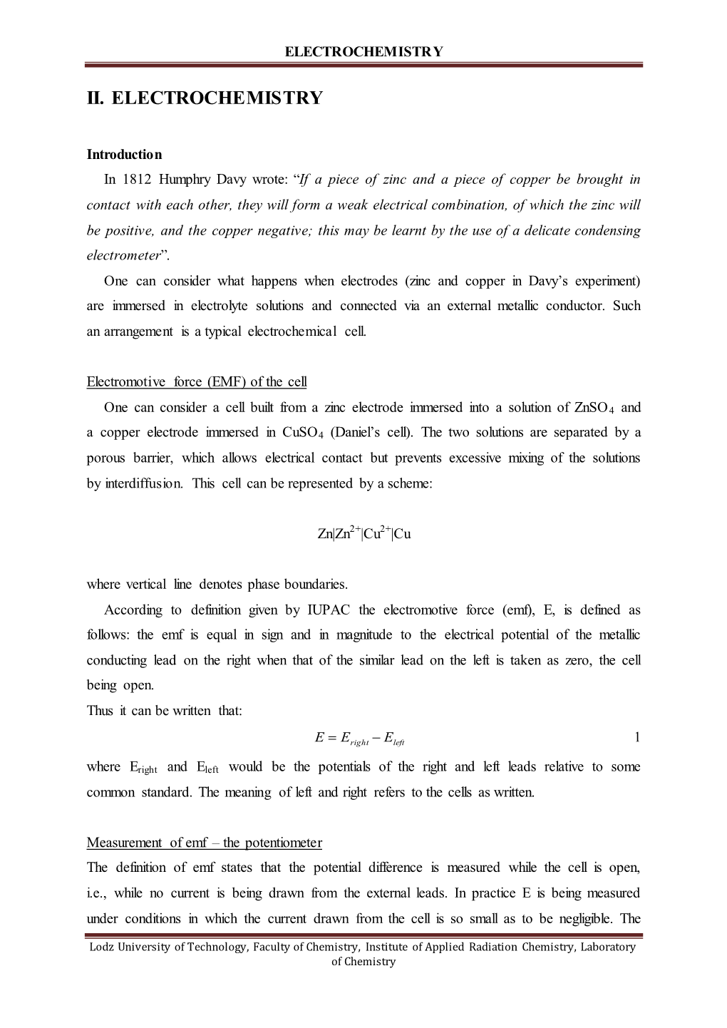 Ii. Electrochemistry