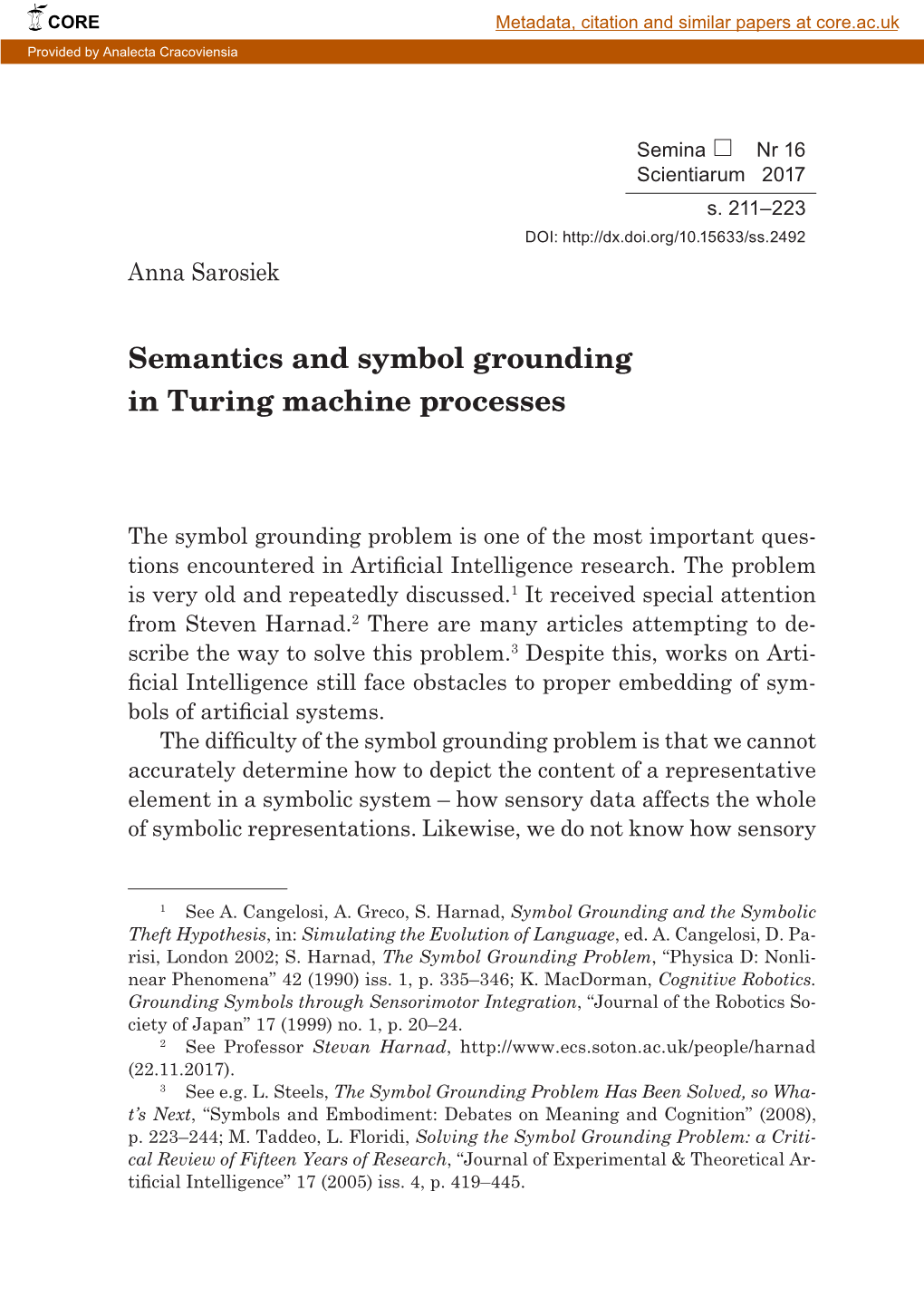 Semantics and Symbol Grounding in Turing Machine Processes