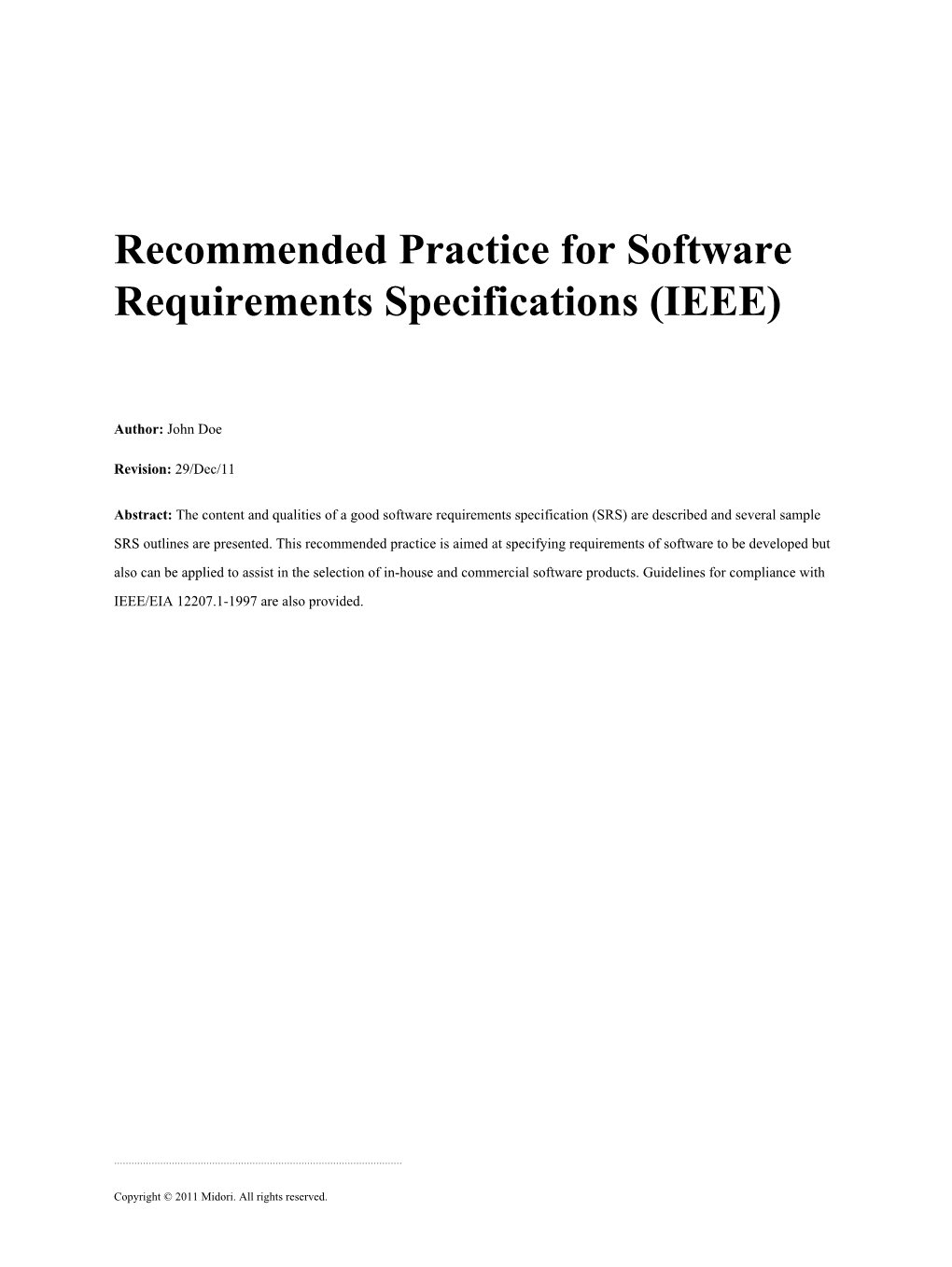 Recommended Practice for Software Requirements Specifications (IEEE)