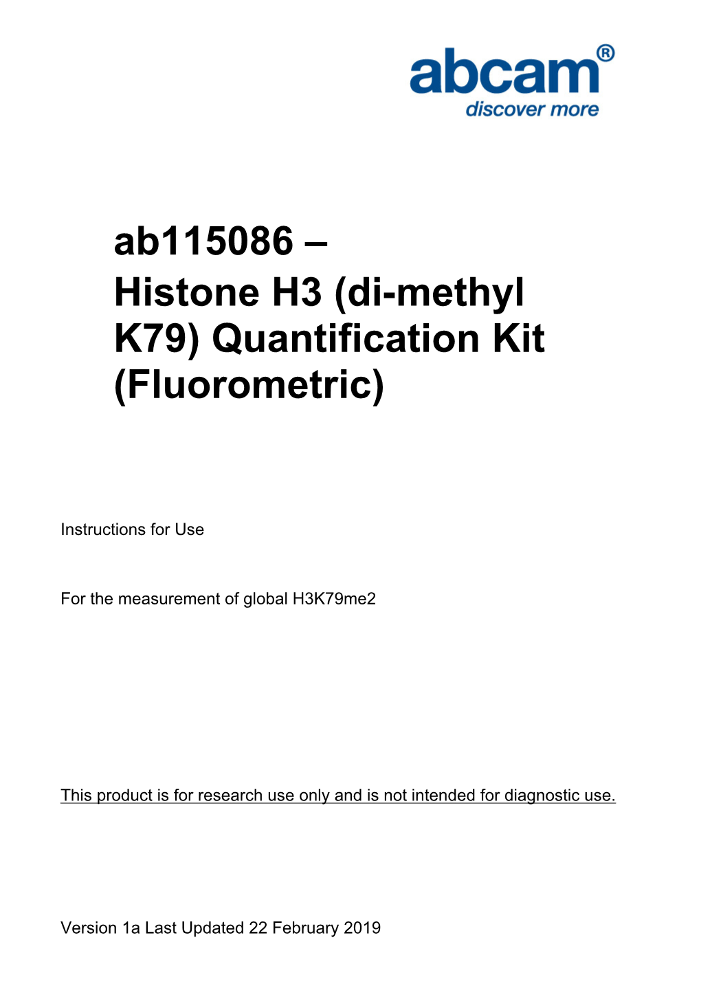 Histone H3 (Di-Methyl K79) Quantification Kit (Fluorometric)