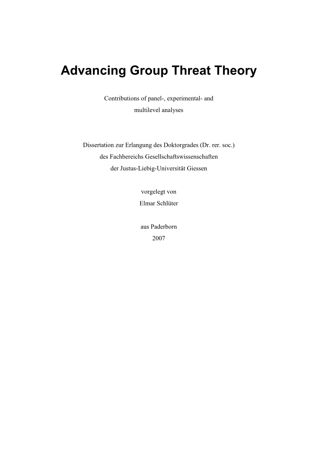 Advancing Group Threat Theory