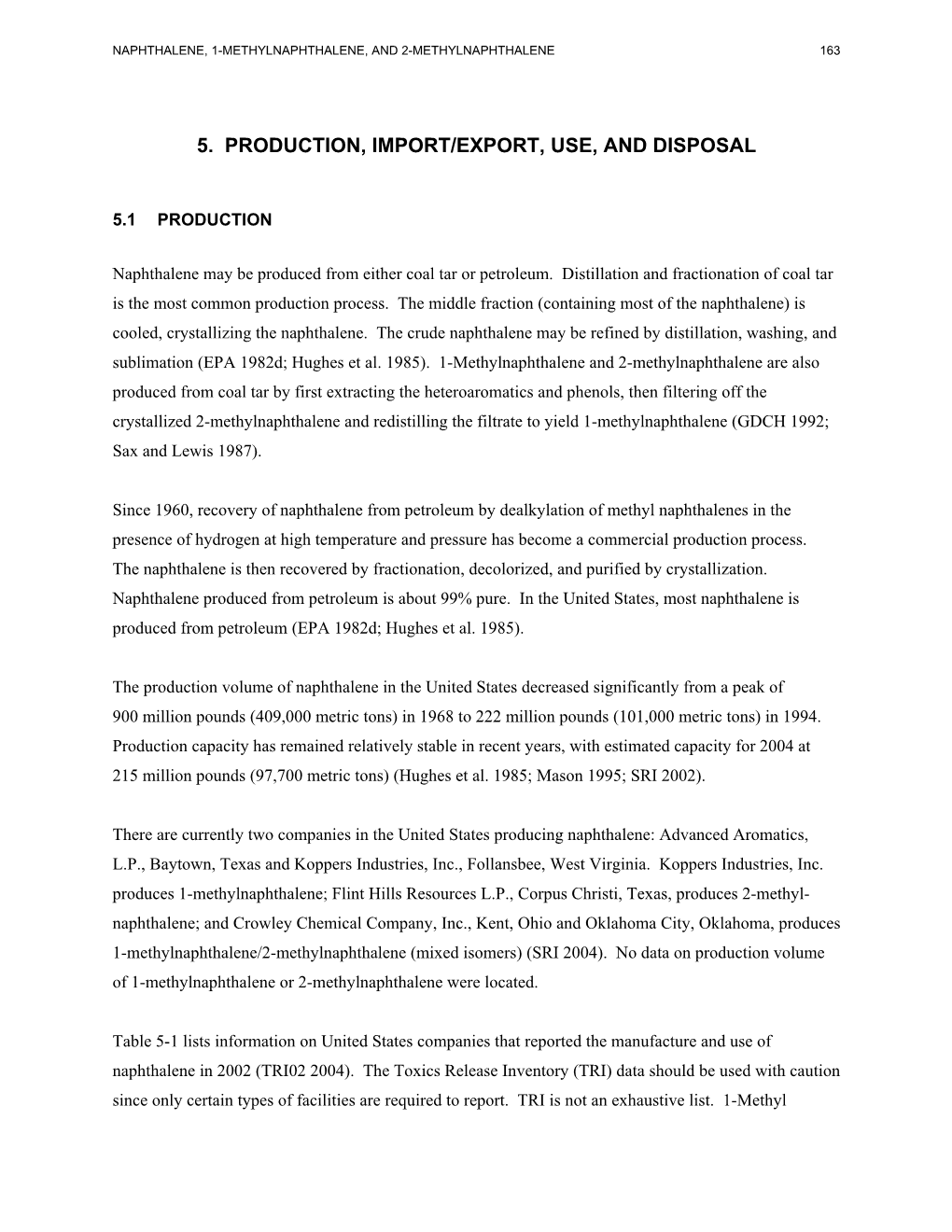 Toxicological Profile for Naphthalene, 1