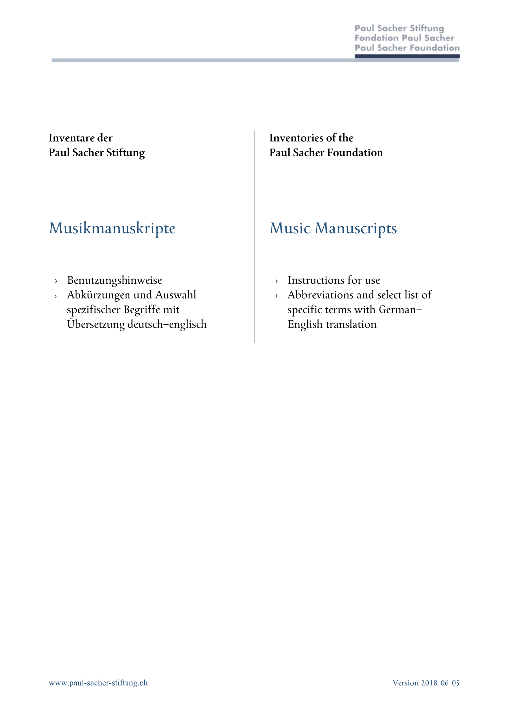 Musikmanuskripte Music Manuscripts