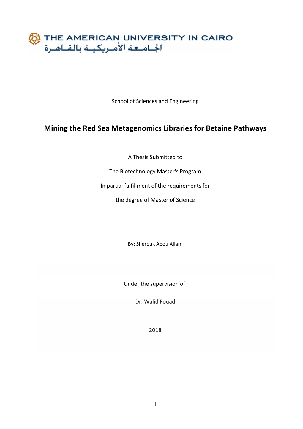 Mining the Red Sea Metagenomics Libraries for Betaine Pathways