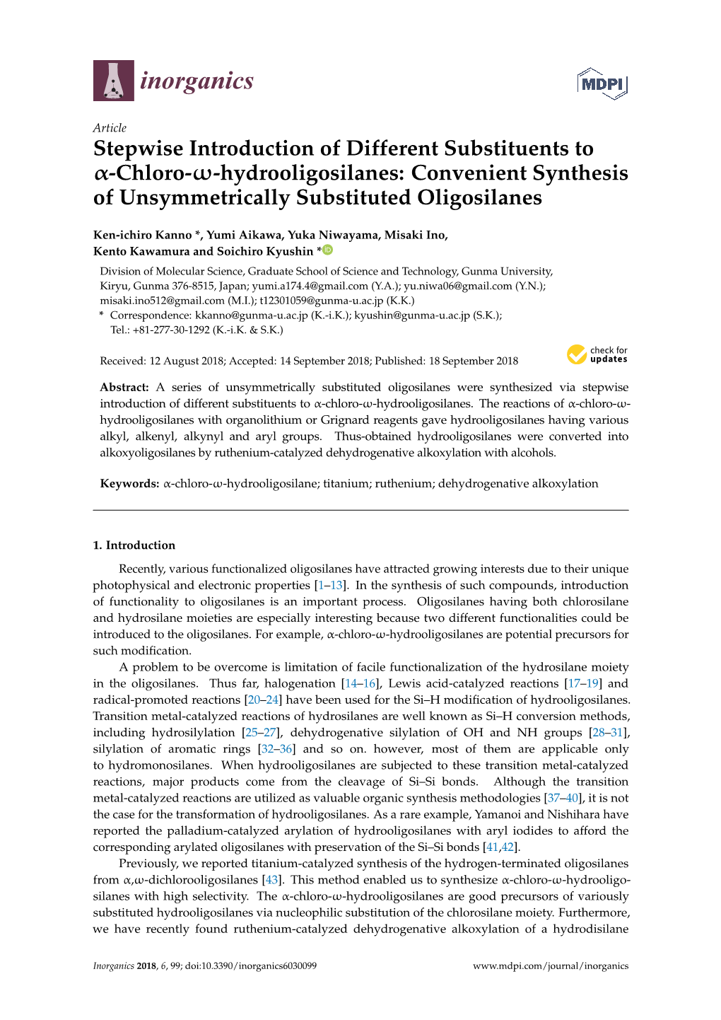 Convenient Synthesis of Unsymmetrically Substituted Oligosilanes