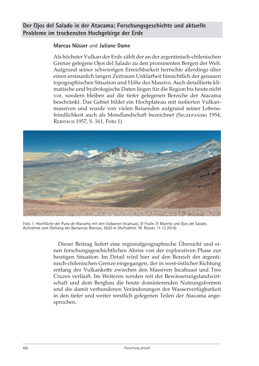 Der Ojos Del Salado in Der Atacama: Forschungsgeschichte Und Aktuelle Probleme Im Trockensten Hochgebirge Der Erde