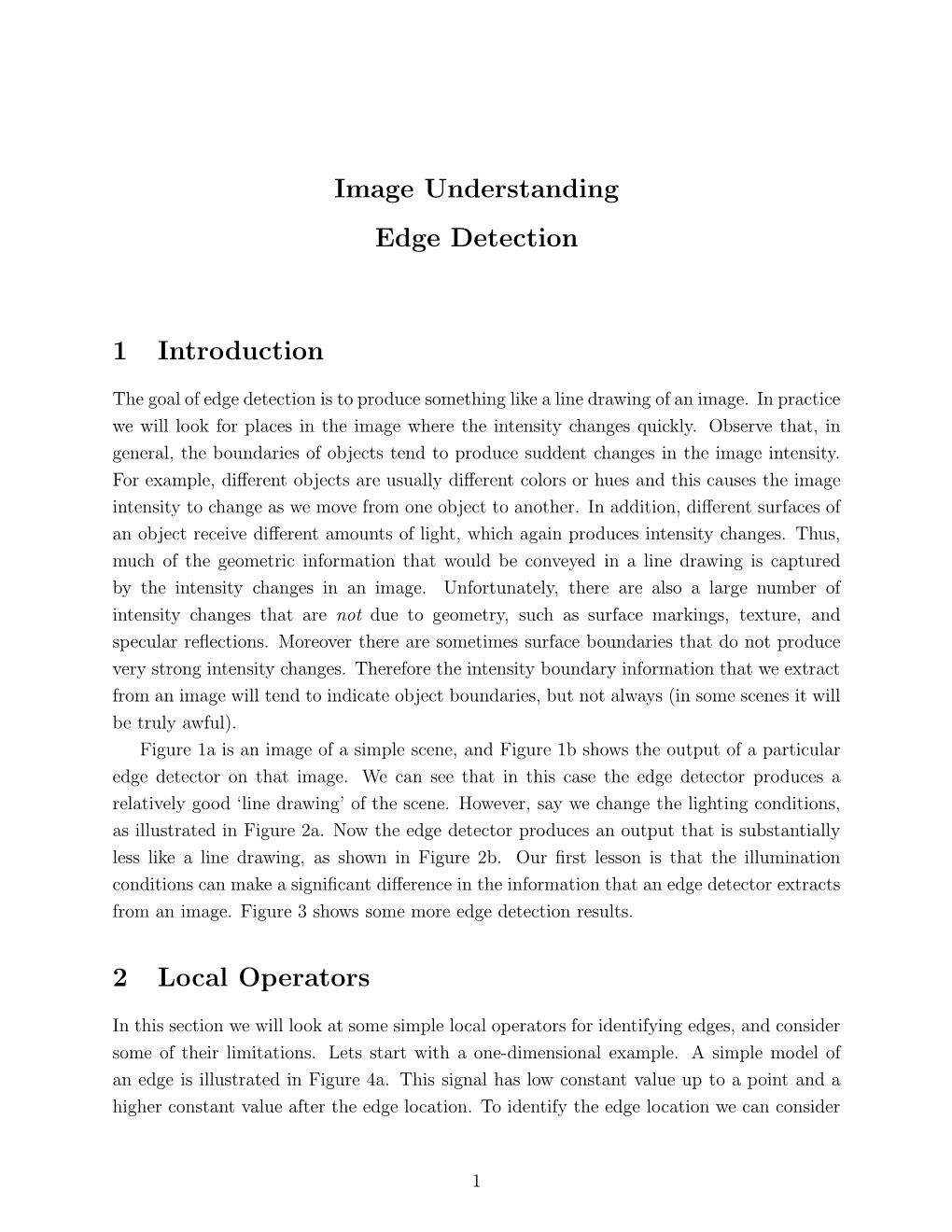 Image Understanding Edge Detection 1 Introduction 2 Local Operators