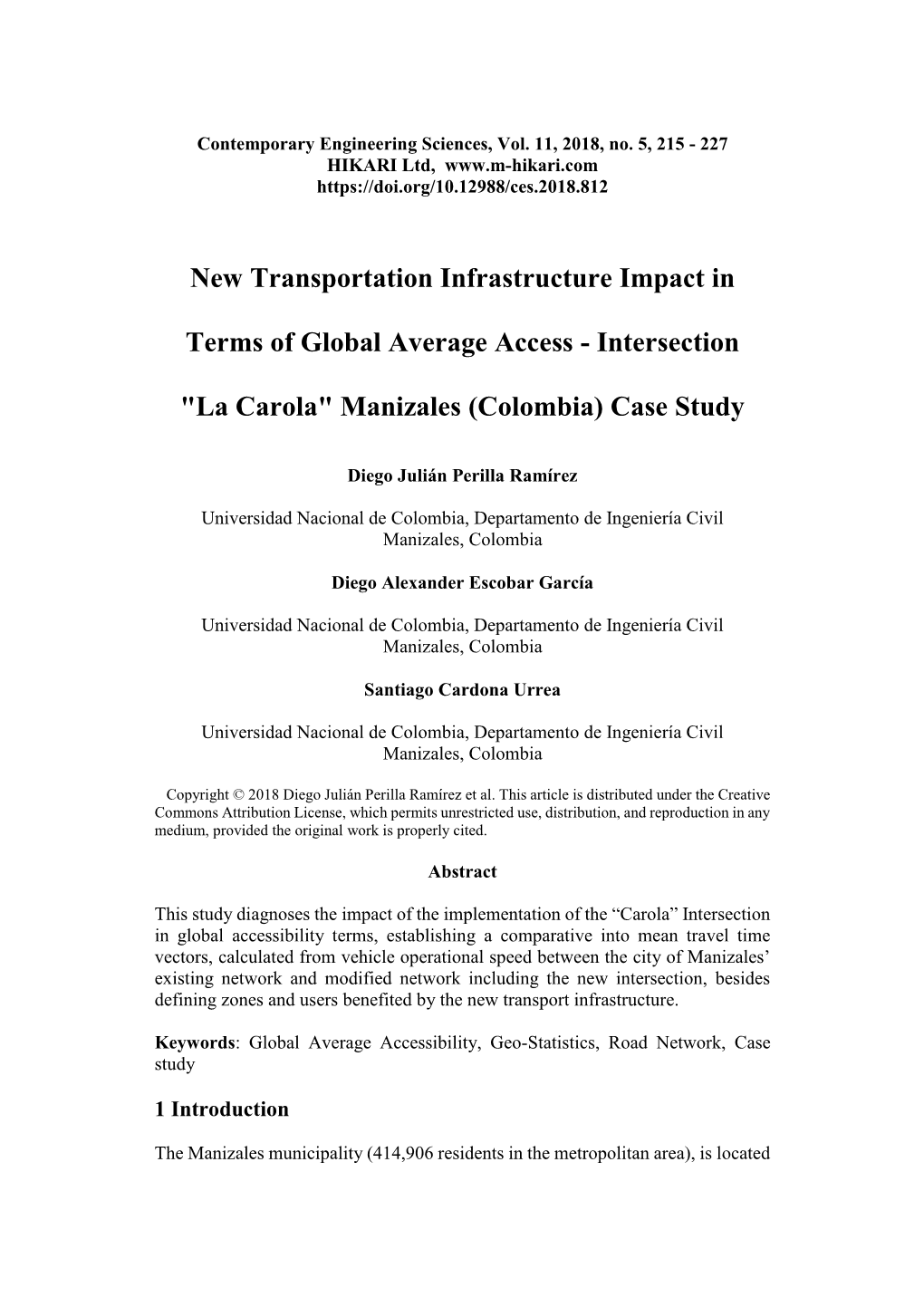 New Transportation Infrastructure Impact in Terms of Global