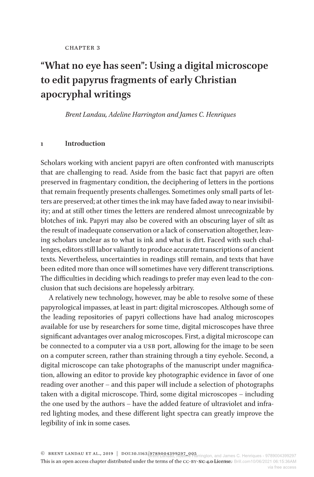 Using a Digital Microscope to Edit Papyrus Fragments of Early Christian Apocryphal Writings