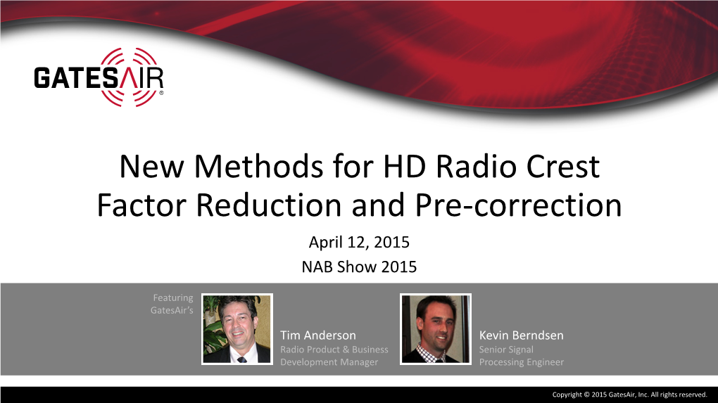 New Methods for HD Radio™ Crest Factor Reduction and Pre-Correction