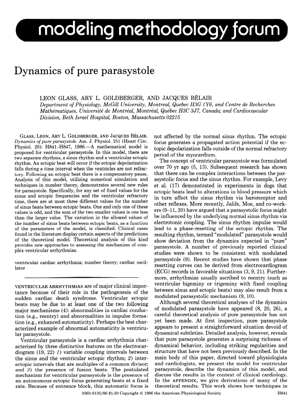 Dynamics of Pure Parasystole