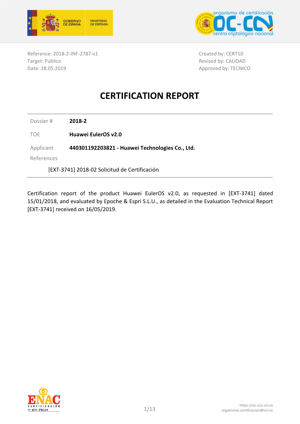 Certification Report