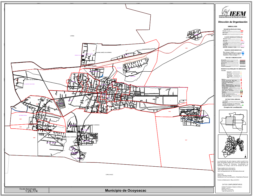 Municipio De Ocoyoacac Total De Secciones: 22 99°25'0"W 99°24'10"W 99°23'20"W 99°22'30"W 99°21'40"W 99°20'50"W N " 0 1 ' 9 1 ° 9 1