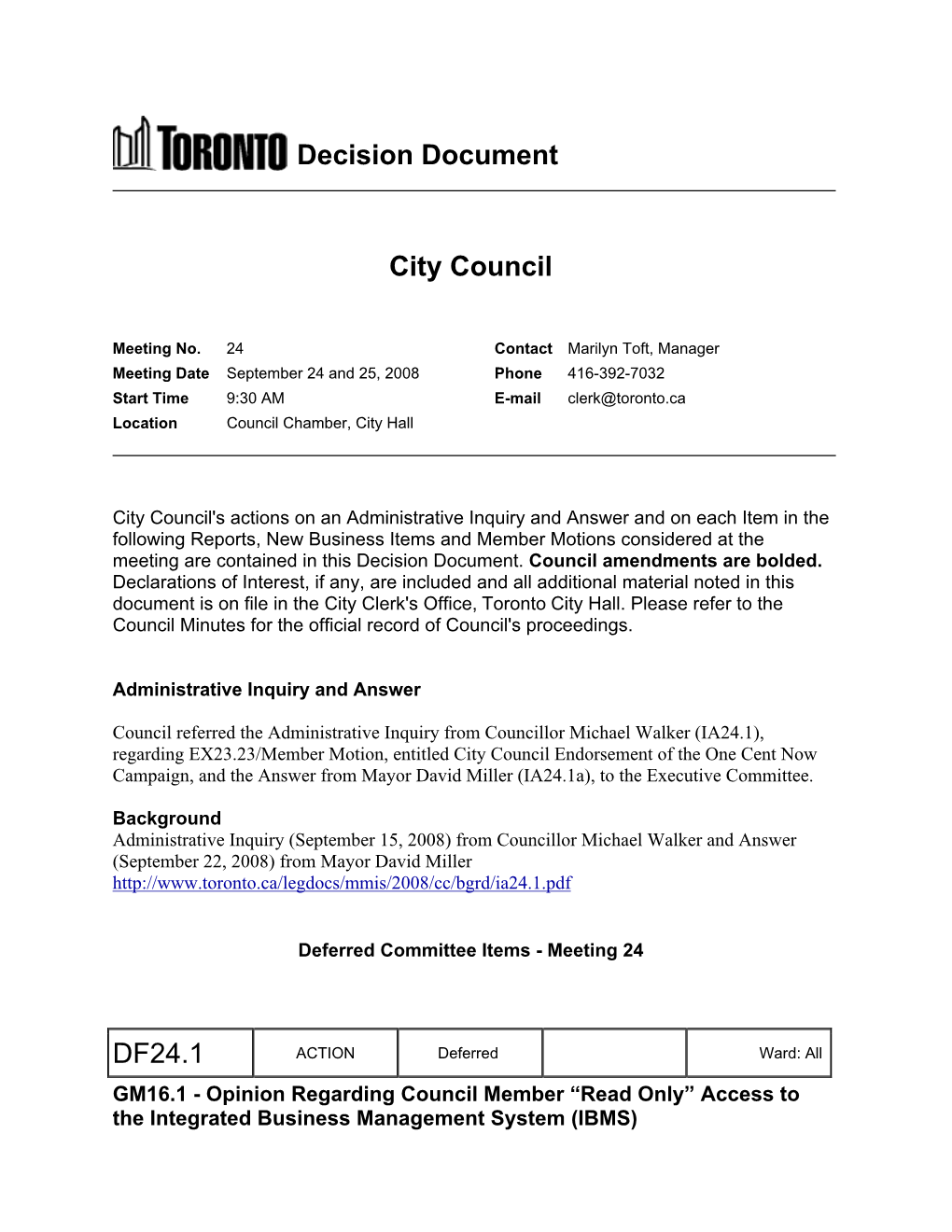 Decision Document City Council DF24.1