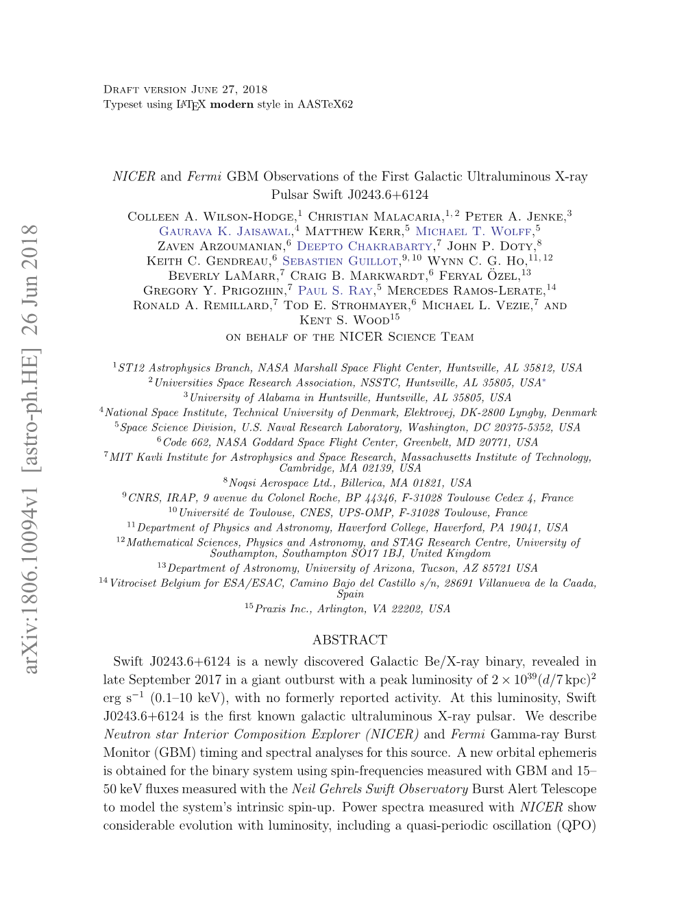 NICER and Fermi GBM Observations of the First Galactic Ultraluminous X-Ray Pulsar Swift J0243.6+6124 Colleen A