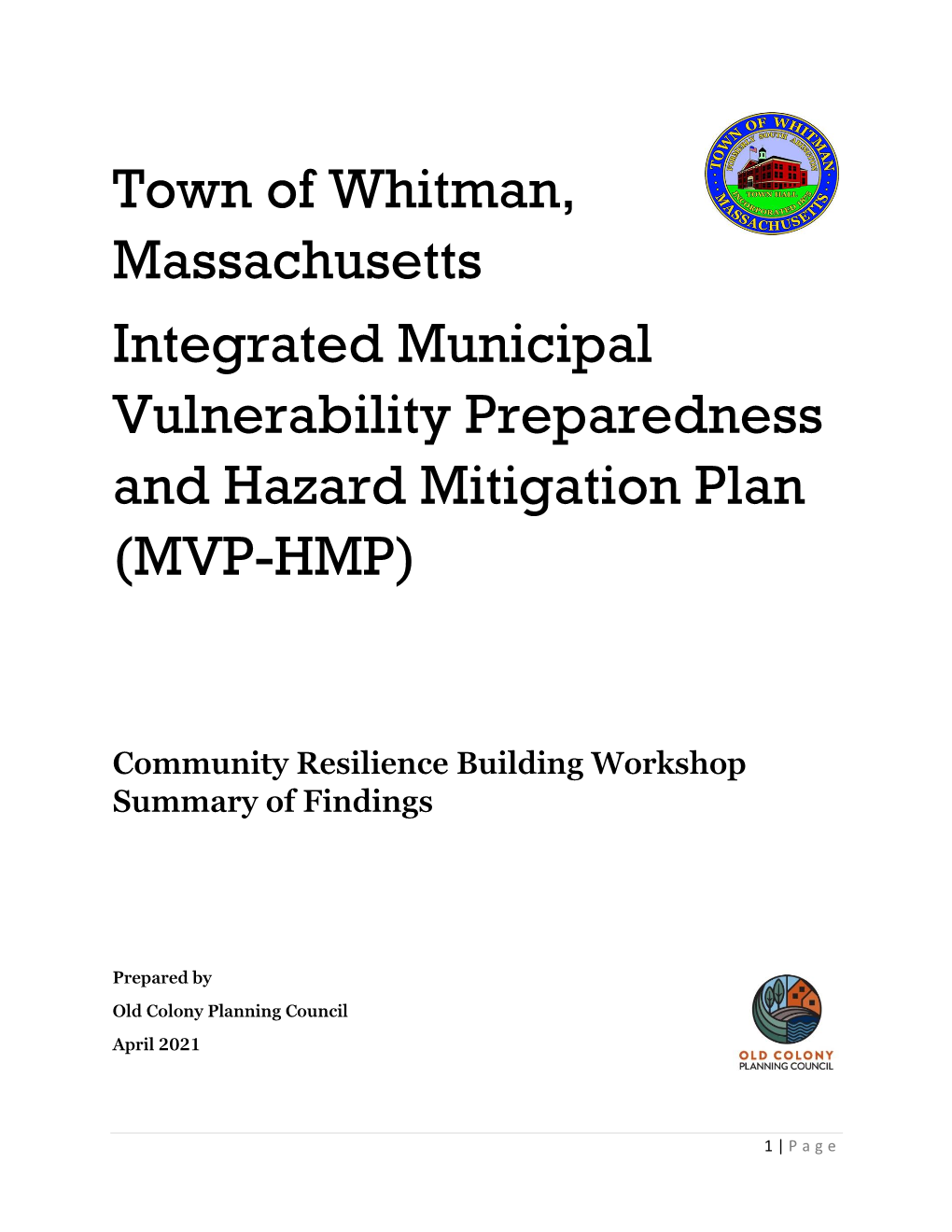 Town of Hanson Hazard Mitigation and Municipal Vulnerability