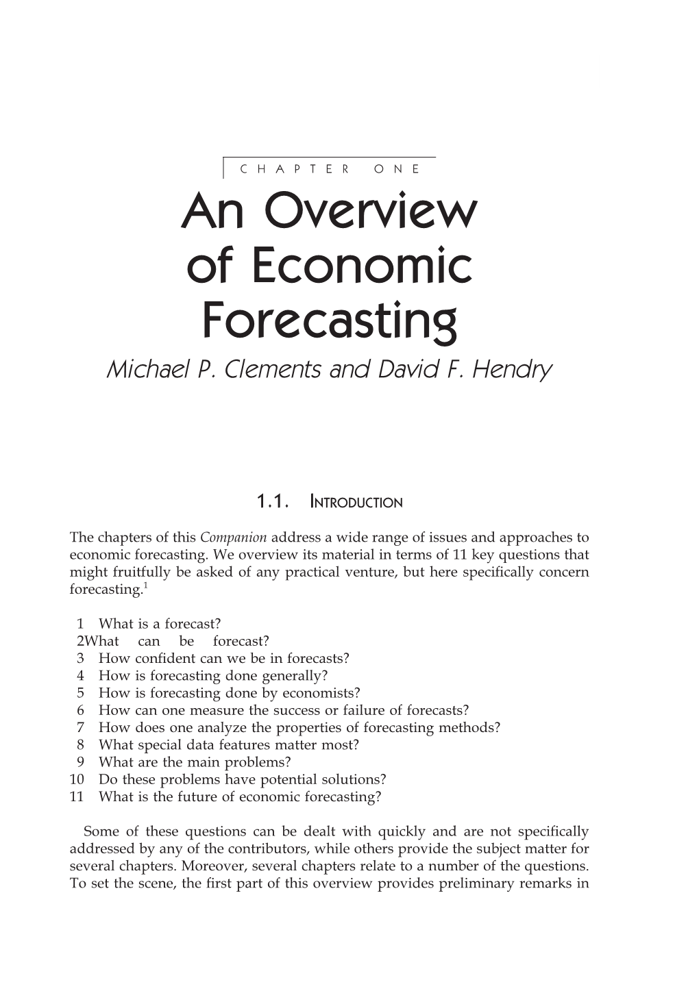 An Overview of Economic Forecasting 1