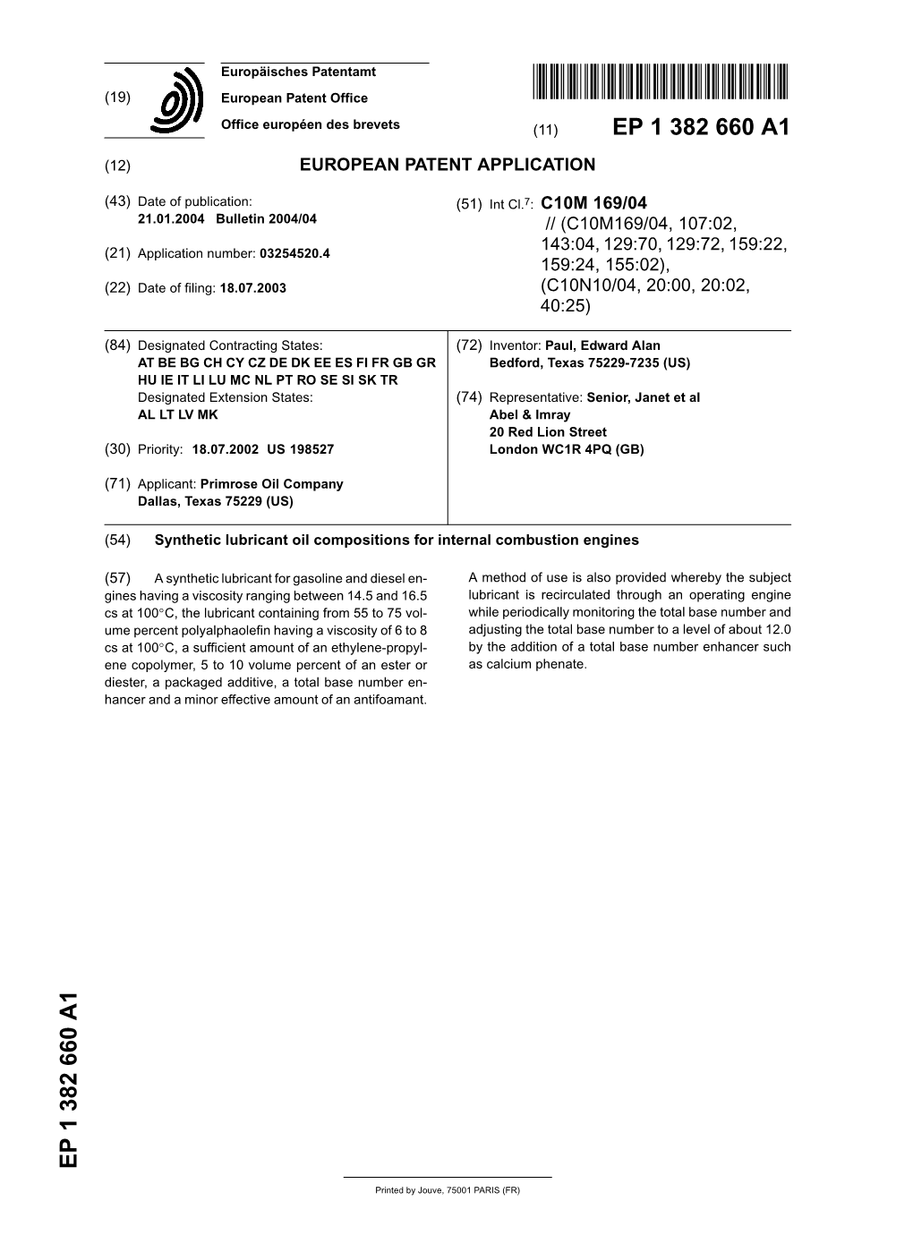 Synthetic Lubricant Oil Compositions for Internal Combustion Engines