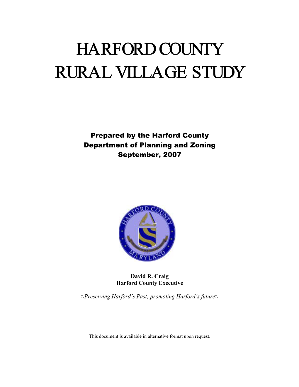 Harford County Rural Village Study