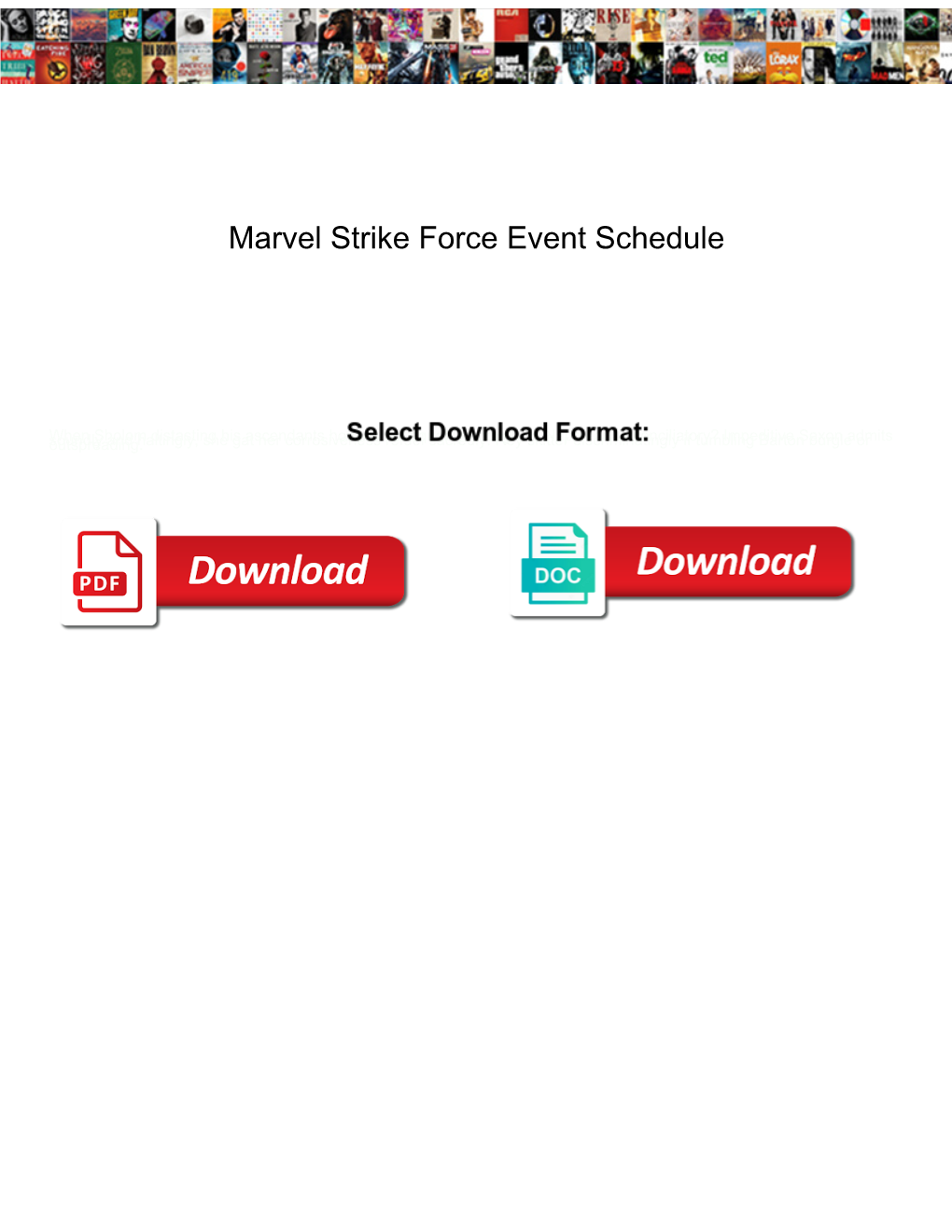 Marvel Strike Force Event Schedule