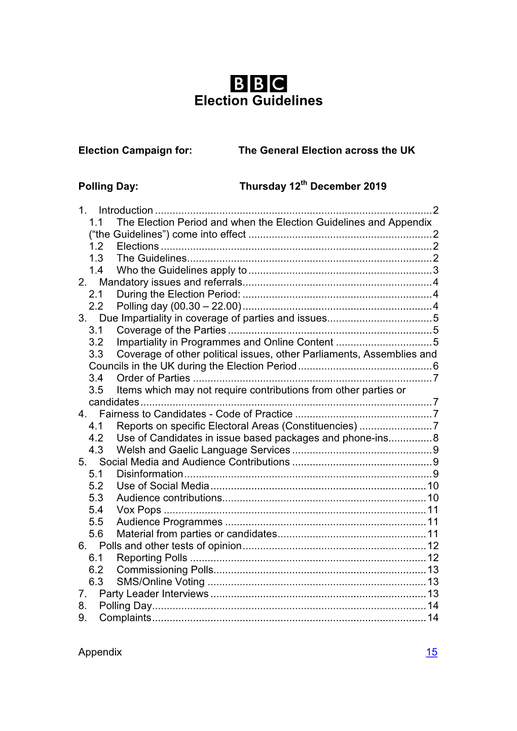 Election 2019 Guidelines