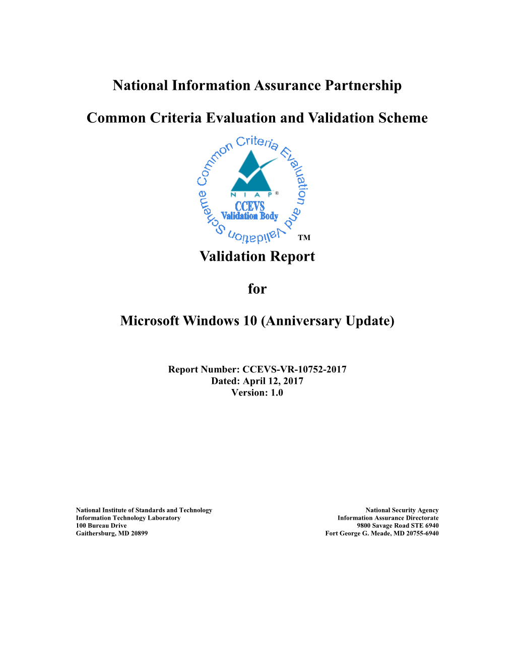 National Information Assurance Partnership Common Criteria