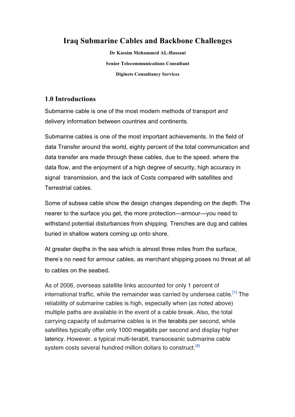 Iraq Submarine Cables and Backbone Challenges