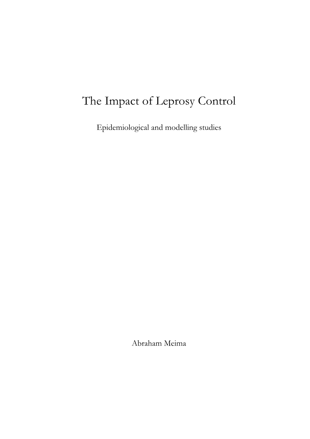 The Impact of Leprosy Control