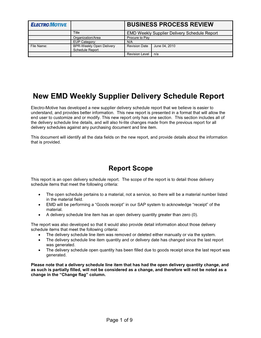 BPP Template for EMD