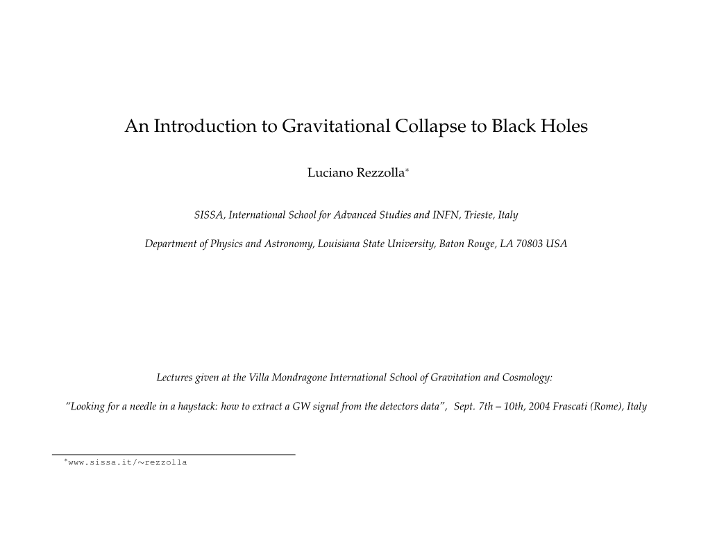 An Introduction to Gravitational Collapse to Black Holes