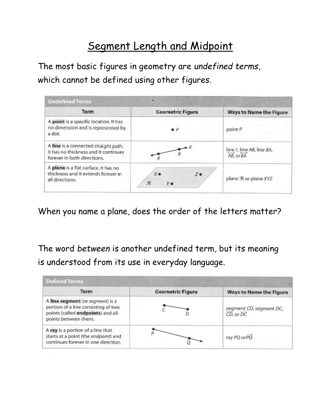 Segment Length and Midpoint