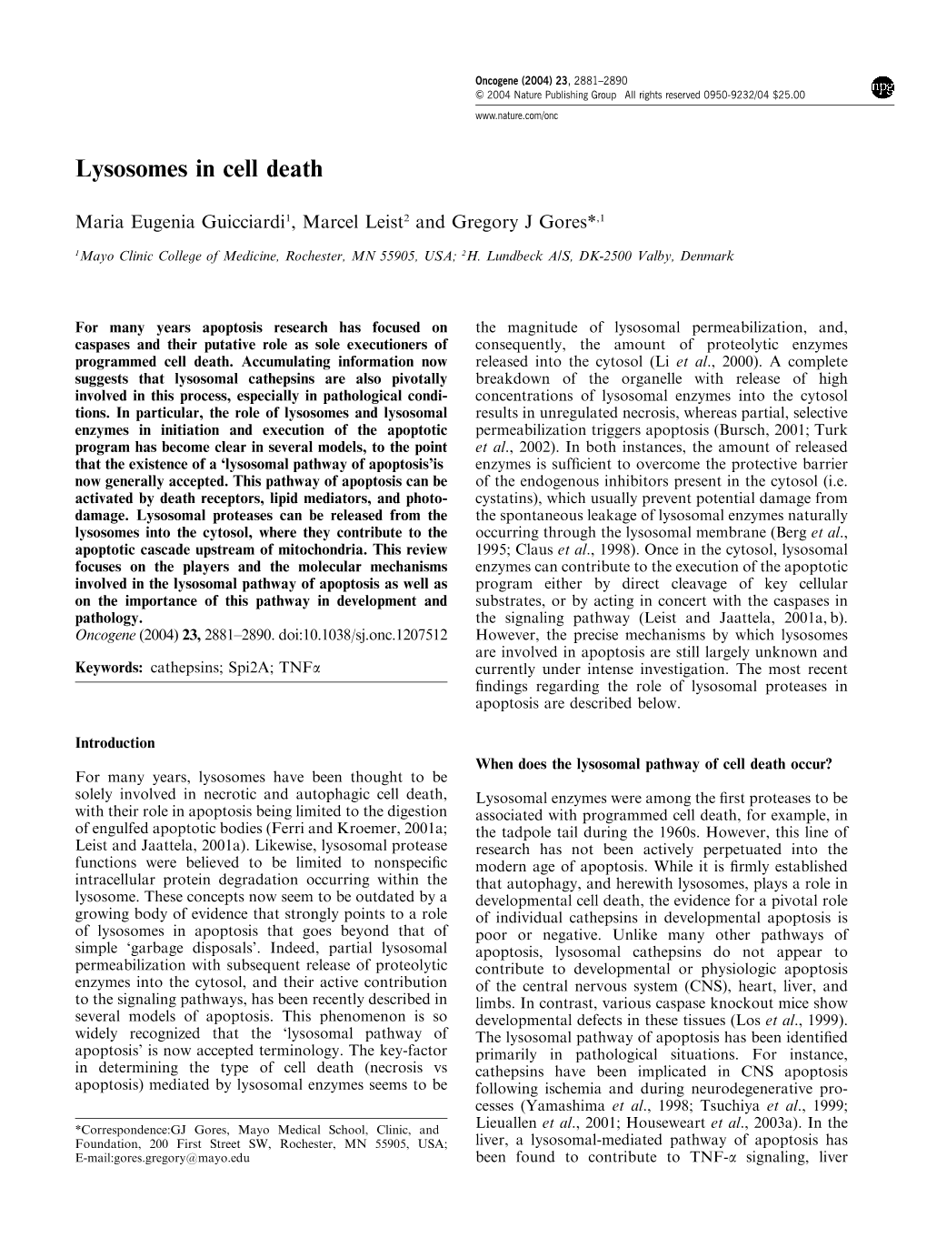 Lysosomes in Cell Death